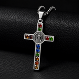 Gemstone St. Benedict Cross Necklace: Wear Protection & Faith With Radiance
