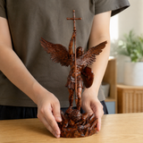 St. Michael the Archangel - Hand Carved Boxwood Sculpture - Spiritual Guardian for Prayer Spaces