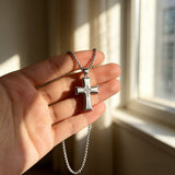 Brushed & Polished Stainless Steel Cross Necklace – Minimalist Faith, Everyday Devotion