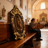 Religious gift with rich details of the wooden statue of Our Lady of Guadalupe