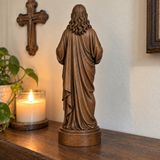Sacred Heart of Jesus Hand-Carved Beechwood Statue – Catholic Prayer, Home Blessing & Faith Gift