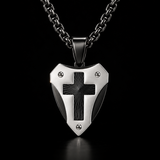 Titanium Steel Shield of Faith Cross Pendant | Protective Christian Jewelry