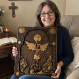 Bgcopper Archangel Michael Square Wooden Icon Religious Gifts - Best Wood Carving Wall Decor