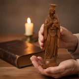 Boxwood Madonna and Child Wood Carving Desktop Ornament