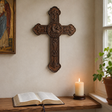 Lamb of God Wood Carving Cross Wall Decor - Paschal lamb