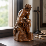 Boxwood "Crown of Thorns" Jesus Meditation Sculpture - Hand-carved Spiritual Art | A Concrete Reminder o - design detail