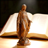 Hand Carved Sacred Heart of Jesus Virgin Mary Wooden Tabletop Ornament