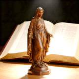 Hand Carved Sacred Heart of Jesus Virgin Mary Wooden Tabletop Ornament