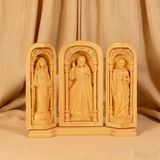 Hand-Carved Travel Triptych Altar: The Holy Family at Your Side