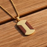 Stainless Steel & Wood Dog Tag Necklace – Nature, Strength & Minimalist Elegance