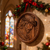 "Jesus with the Crown of Thorns" Beechwood Carved Icon | A Concrete Testimony of Redemption - craftsmanship detail