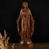 Hand-carved boxwood icon of the Immaculate Heart of Mary