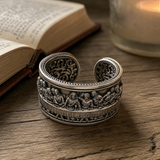 The Last Supper 925K Sterling Silver Open End Adjustable Ring for daily faith wear and Christian gifting