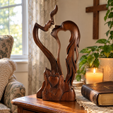Hand-Carved Christian Love Sculpture – Wooden Couple Statue for Wedding & Anniversary Gift