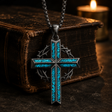 ‘By His Wounds’ Turquoise Crown of Thorns Cross — Comes with a 24-inch chain