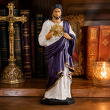 Handcrafted and Hand-Painted Beechwood Desktop Ornament: Sacred Heart of Jesus