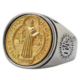 Saint Benedict Medal Stainless Steel Cross Ring - BGCOPPER