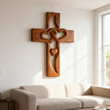 50% Off Today!Interwoven Hearts Wood Cross - A God-Centered Symbol for Marriage & Anniversaries