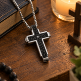 Hammered Two-Tone Stainless Steel Cross Necklace – Strength, Faith & Rugged Elegance