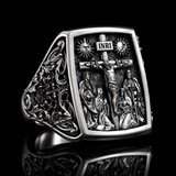 S925K Silver Handcrafted Jesus Crucifixion Scene Ring