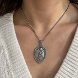 S925 Sterling Silver Our Lady of Guadalupe Prayer Pendant Necklace – Catholic Virgin Mary Medal