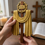 A Holy Testimony: Handcrafted Beechwood Crown of Thorns and Resurrection Shawl Cross