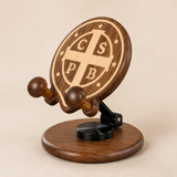 Beechwood Saint Benedict Cross Phone Stand – Foldable Adjustable Christian Desk Holder