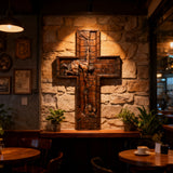 BGCOPPER Savior Jesus Cross - Carved from Natural Wood