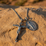 Jesus Cross and Virgin Mary Combination Necklace Pendant