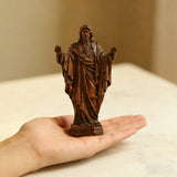 Hand Carved Sacred Heart of Jesus Virgin Mary Wooden Tabletop Ornament