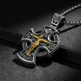 Double-Sided Silver Crucifix and St. Michael Pendant - size and finish detail