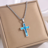 Colored Baguette CZ Cross Necklace – Faith, Vibrance & Bold Devotion