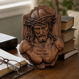 Jesus Crown of Thorns Beechwood Sculpture - size and finish detail