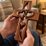 Interwoven Hearts Wood Cross - A God-Centered Symbol for Marriage & Anniversaries
