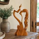 Hand-Carved Christian Love Sculpture – Wooden Couple Statue for Wedding & Anniversary Gift