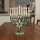 Hanukkah Hand-Painted Menorah: Illuminate the Jewish People's Covenant of Light with Artisan Brushstrokes