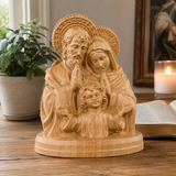 Hand-carved beechwood statue of the Holy Family – Jesus, Mary and Joseph