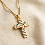 Wings of Faith Cross Necklace – Courage, Devotion & Patriotism