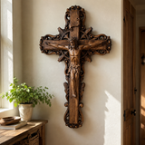 Hand-Carved White Ash Wood Cross - Sacred Christian Home Altar Decor for Christmas & Spiritual Gifting