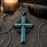 "By His Wounds We Are Healed" - Handcrafted Turquoise Crown of Thorns Cross - A Daily Symbol of Hope & Protection