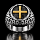 Vintage Cross Signet Ring, Religious Faith Men’s Ring