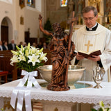 “He Is Risen” — Hand-Carved Boxwood Jesus Resurrection Statue | Symbol of Hope, Faith & New Life