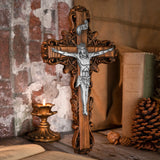 Silver painted version Ash wood Crucifix ,Jesus Christ, wooden Cross gift of love - BGCOPPER