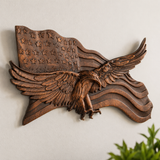 Eagle & Flag Wood Wall Plaque - Handcrafted American Heritage Tribute
