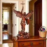 St. Michael the Archangel - Hand Carved Boxwood Sculpture - Spiritual Guardian for Prayer Spaces