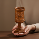 Boxwood "Last Supper" Chalice Hand-Carved Communion Cup | Eternal Symbol of Redemption & Fellowship