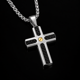 Braided Inlay Cross Necklace – Modern Christian Pendant for Men