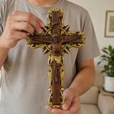 Hand-Carved White Ash Wood Cross - Sacred Christian Home Altar Decor for Christmas & Spiritual Gifting