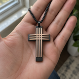 Modern Interwoven Stripe Cross Necklace – Bold Faith, Urban Style