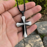 Two-Tone 3D Layer Contour Stainless Steel Cross Necklace